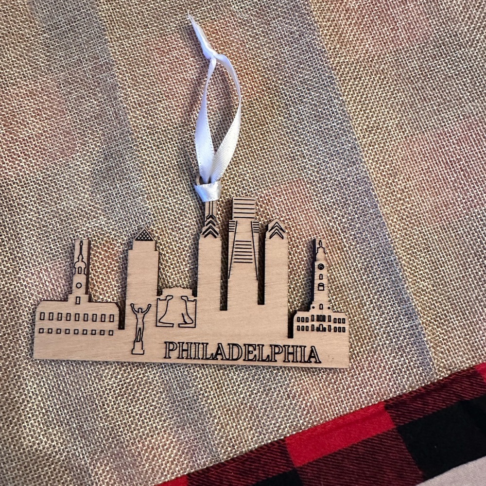 Philadelphia Skyline Wooden Ornament